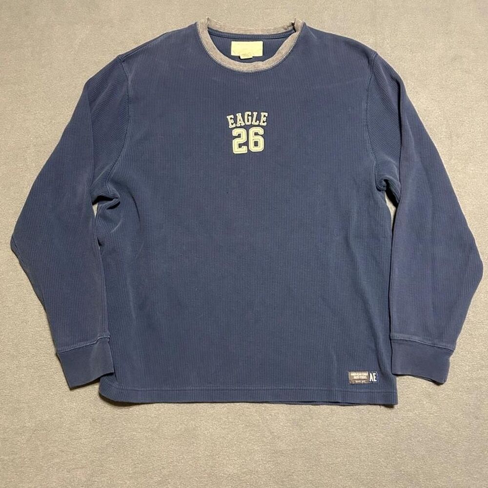 American-eagle Men's Navy and Blue Shirt